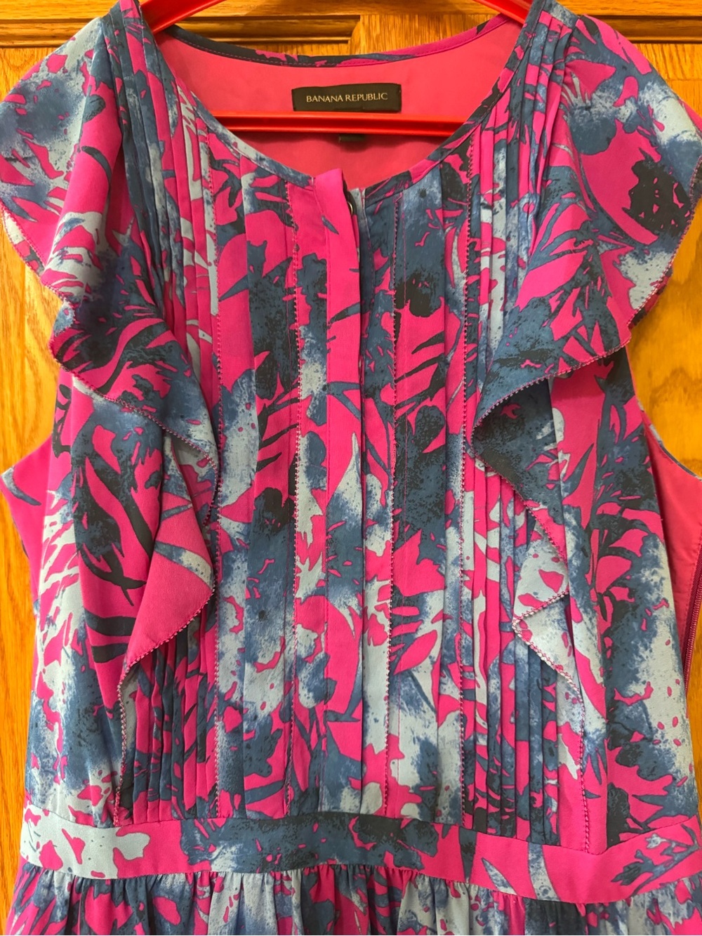 Banana Republic Pink and Blue Floral Dress with pockets - Picture 2 of 6